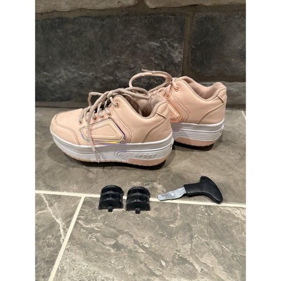 Miya-Miya Roller Skate Shoes Girl's Pink Kids Size 1 Adjustable Rollers Button - Picture 7 of 16